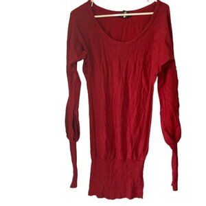 😎 Arden B Red Fitted Sweater Statement Sleeves